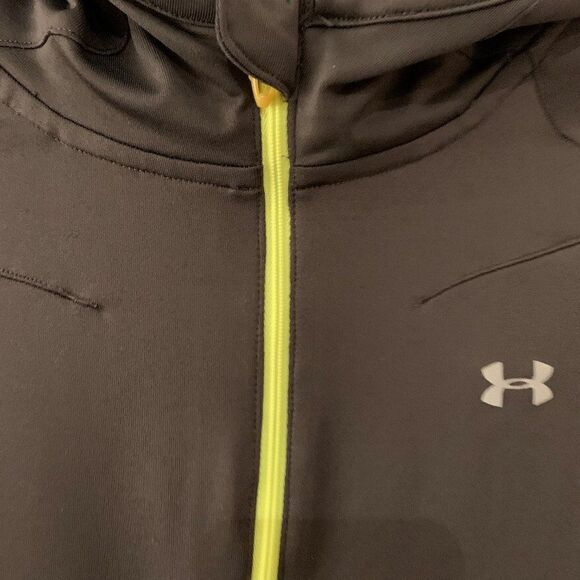 Under Armour athelicwear, sz small, slate grey, hood, EUC, acid green accent - Picture 7 of 13
